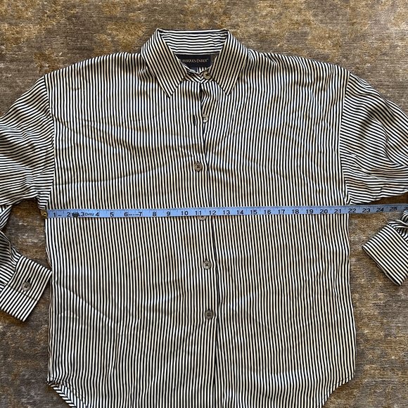 Classiques Entier Black and White Stripe Silk Blouse M - Picture 8 of 10